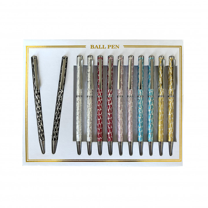 Set de 12 stylos à motifs croisés