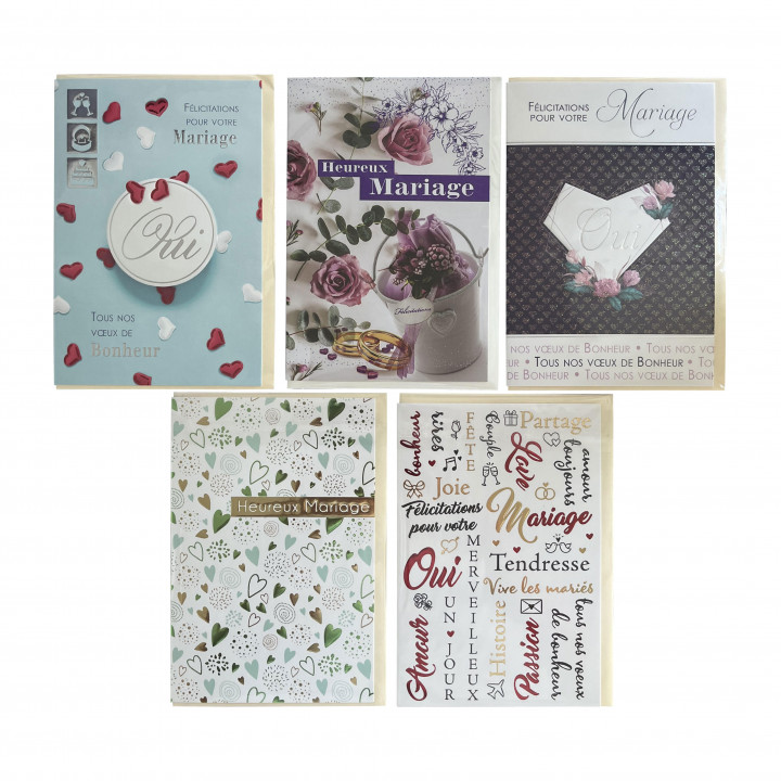 Lot de 6 Cartes de mariage