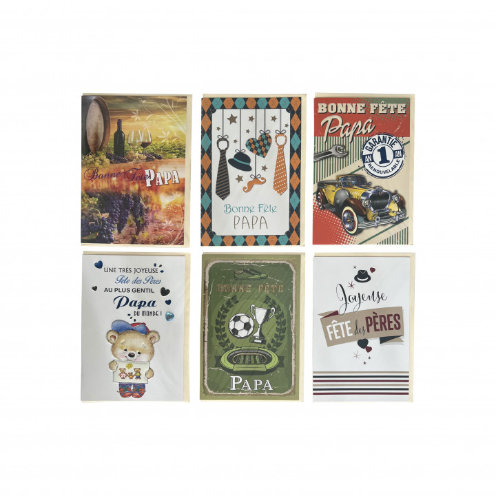 Lot de 6 Cartes bonne fête papa