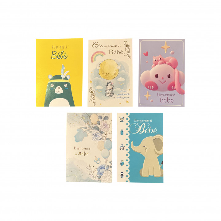 Lot de 6 cartes naissance