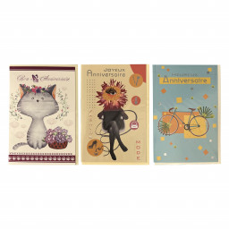 Lot de 6 cartes Happy Birthday femme